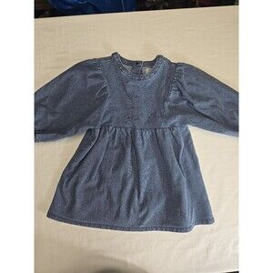 Zara Girls Dress‎ 2-3 Years Blue White Pinstripe Balloon Sleeve Dress Tunic